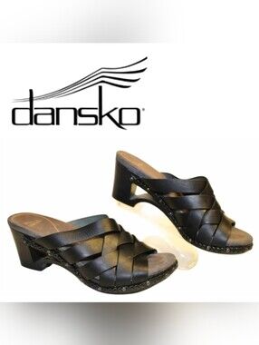 Dansko Tory Sandals 8.5 9 39 Woven Leather Chunky Heel Wedge
